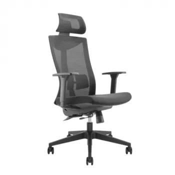LUMIVIDA HS084721 ergonomiška biuro kėdė su reguliuojamu atlošo galvos atrama ir juosmens atrama, kvėpuojančiu tinkleliu, juoda
