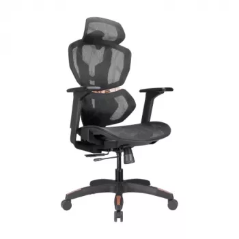 LUMIVIDA PREMIUM Ergonominė biuro kėdė su galvos ir juosmens atrama, 3D reguliuojamomis porankiais - juoda