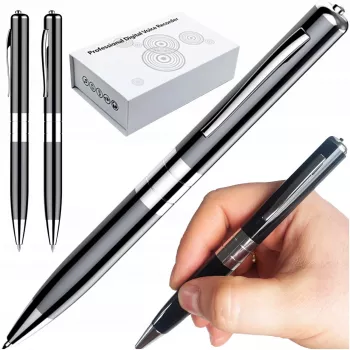 LUXURY-GOODS Mini Spy Pen Voice Recorder USB Flash Drive 15H HQ su pasiklausymo aptikimu