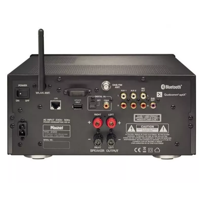 MAGNAT MC-200 Stereo stiprintuvas su Bluetooth 5.0, Wi-Fi, DAB+ ir Phono MM įėjimu