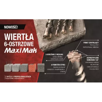 Makita B-05418 SDS-MAX kūjinis grąžtas 18x400x540mm 6 griovelių