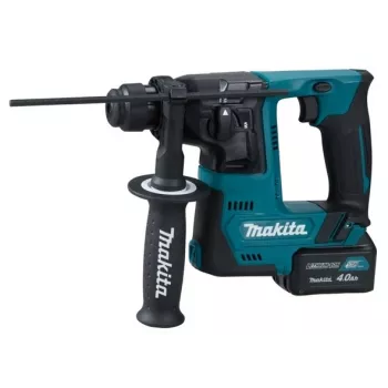 Makita HR140DSMJ 12V Max CXT bešepetėlinis SDS-Plus perforatorius su 2x 4.0Ah baterijomis, įkrovikliu ir Makpac dėklu