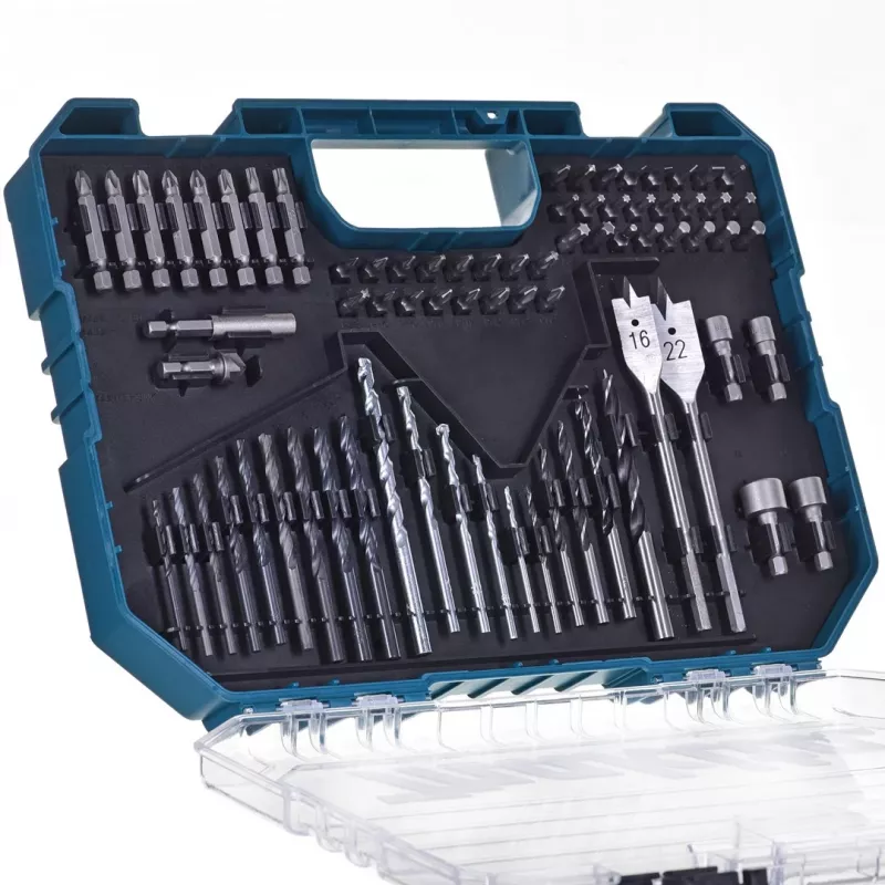Makita ME-15126 18V LXT belaidis kombinuotas gręžtuvas-suktuvas su 70 dalių antgalių rinkiniu, 2 akumuliatoriais, įkrovikliu ir kietu dėklu