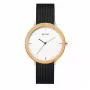 MAM MAM687 Unisex 39mm Teak Wood Watch with Black Leather Strap