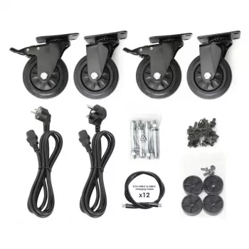 Manhattan 12-Bay USB-C nešiojamųjų kompiuterių įkrovimo spinta ant ratukų, 65W vienam prievadui, 780W bendra galia, plienas, juoda, JK ir ES laidai, 395x32,5x290 mm skyriai