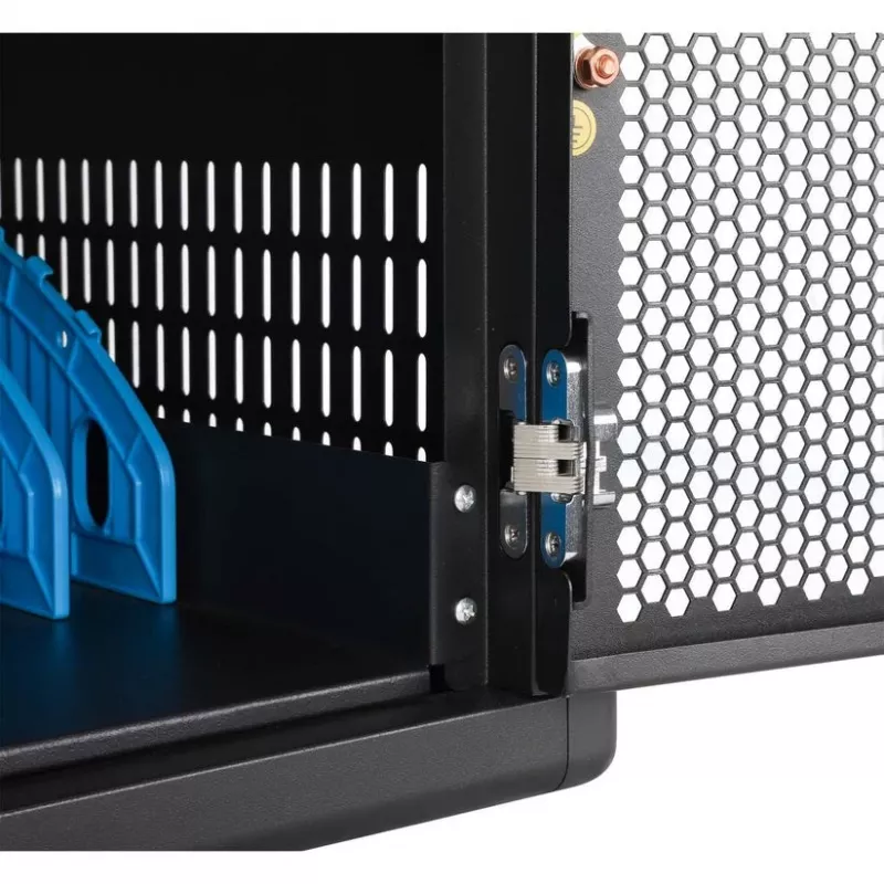 Manhattan 12-Bay USB-C nešiojamųjų kompiuterių įkrovimo spinta ant ratukų, 65W vienam prievadui, 780W bendra galia, plienas, juoda, JK ir ES laidai, 395x32,5x290 mm skyriai
