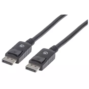 Manhattan DisplayPort 1.2 laidas, 4K@60Hz, 2m, Kištukas į kištuką, su fiksatoriais, pilnai ekranuotas, juodas, garantija visam laikui, polietileninis maišelis