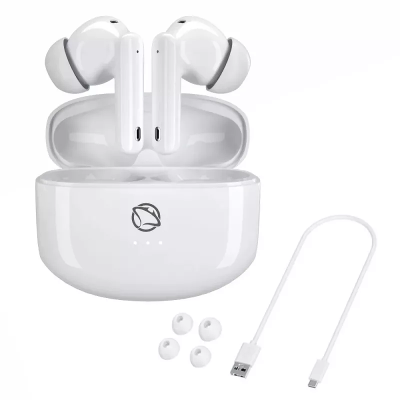 Manta MTWS008W Rytmo White True Wireless Bluetooth 5.0 ausinės su įkrovimo dėklu