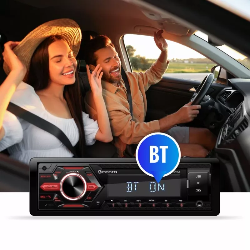 Manta RS4508 Ottawa 1-DIN automobilinis radijas su FM imtuvu, USB, SD kortele, AUX, 4x40W, baltu LCD ekranu, mėlynu apšvietimu