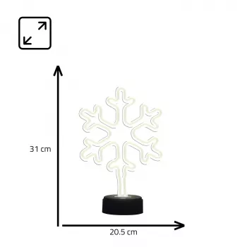 Manta SNL84WH LED Sniegžiedė dekoratyvinė lempa, šalta balta, maitinama baterijomis, kabinama, plastikinė, balta, 200 mm