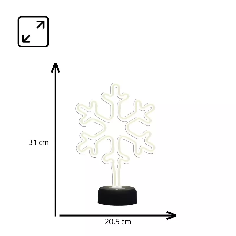 Manta SNL84WH LED Sniegžiedė dekoratyvinė lempa, šalta balta, maitinama baterijomis, kabinama, plastikinė, balta, 200 mm