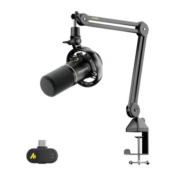 MAONO PD200WS dinaminis mikrofonas (juodas) – USB/XLR kardioidinis su RGB ir nuliniu vėlavimu stebėjimu