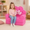 MARKA NIEZDEFINIOWANA Atlošiamas fotelis-sofa su karūna 2v1 vaikams, švelniai rožinė