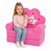 MARKA NIEZDEFINIOWANA Atlošiamas fotelis-sofa su karūna 2v1 vaikams, švelniai rožinė