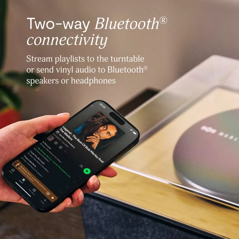 Marley Rise Up Turntable su įmontuotais stereo garsiakalbiais, Bluetooth In/Out