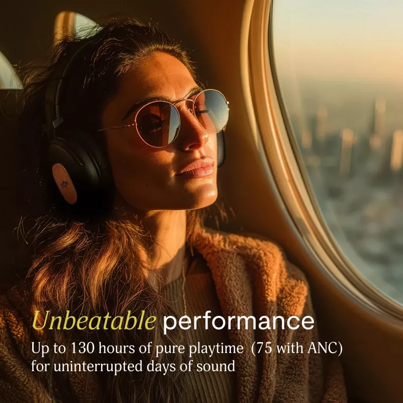Marley Positive Vibration Rebel Bluetooth ANC ausinės, dengiančios ausis – Signature Black