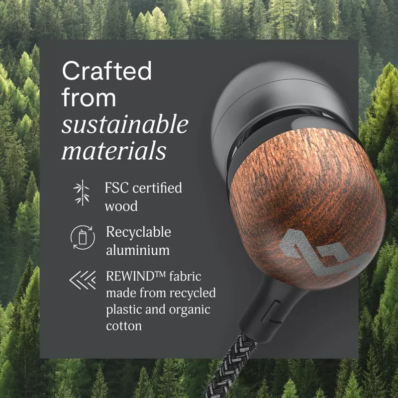 Marley Smile Jamaica laidinės ausinės su įmontuotu mikrofonu, USB-C – Signature Black