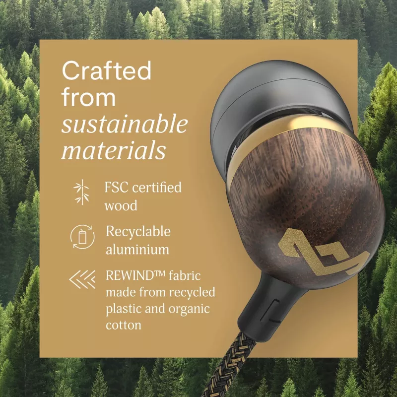 Marley Smile Jamaica laidinės ausinės su mikrofonu, USB Type-C, žalvaris