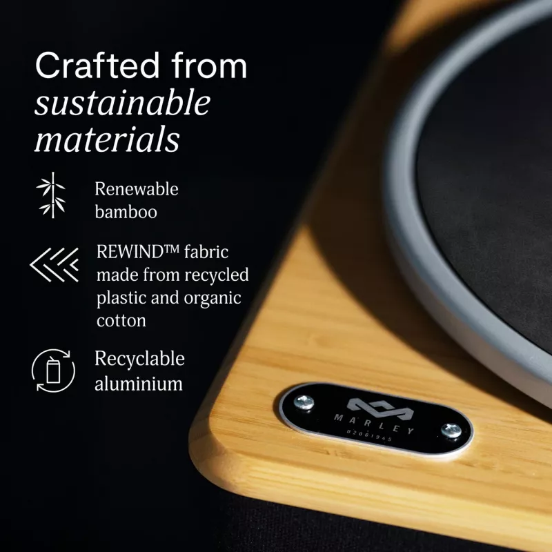 Marley Stir It Up Wireless 2 Bluetooth juostinės pavaros plokštelių grotuvas su bambukiniu pagrindu