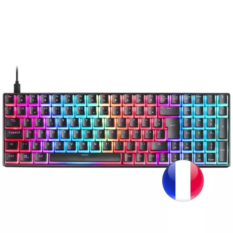 MARS GAMING MKULTRA Wired Mechanical Keyboard, 60% AZERTY, OUTEMU Red Switches, RGB, Black