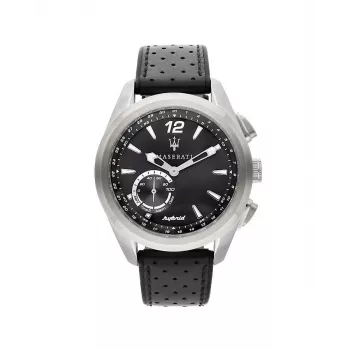 Maserati Men's Potenza Quartz Analog Watch R8851112001 45mm Stainless Steel Black Dial Leather Strap