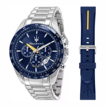 Maserati vyrų kvarcinis chronografinis laikrodis R8871612039 45mm nerūdijantis plienas juodas ciferblatas odinis dirželis