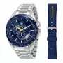 Maserati vyrų kvarcinis chronografinis laikrodis R8871612039 45mm nerūdijantis plienas juodas ciferblatas odinis dirželis