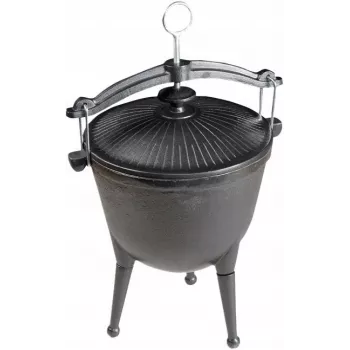 MASTER GRILL Ketaus medžioklinis katilas MG629 – 8L, iš anksto pagardintas, skirtas laužui ir maisto gaminimui lauke