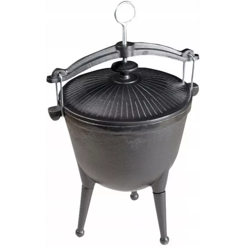 MASTER GRILL Ketaus medžioklinis katilas MG629 – 8L, iš anksto pagardintas, skirtas laužui ir maisto gaminimui lauke