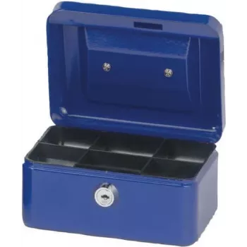 MAUL pinigų dėžutė mėlyna 152x125x81 mm su cilindrine spyna ir monetų dėklu 56101-37