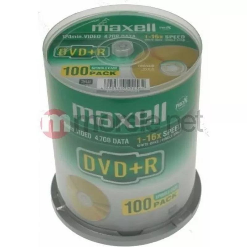 Maxell DVD+R 4.7 GB 16x 100 Discs Spindle Cakebox
