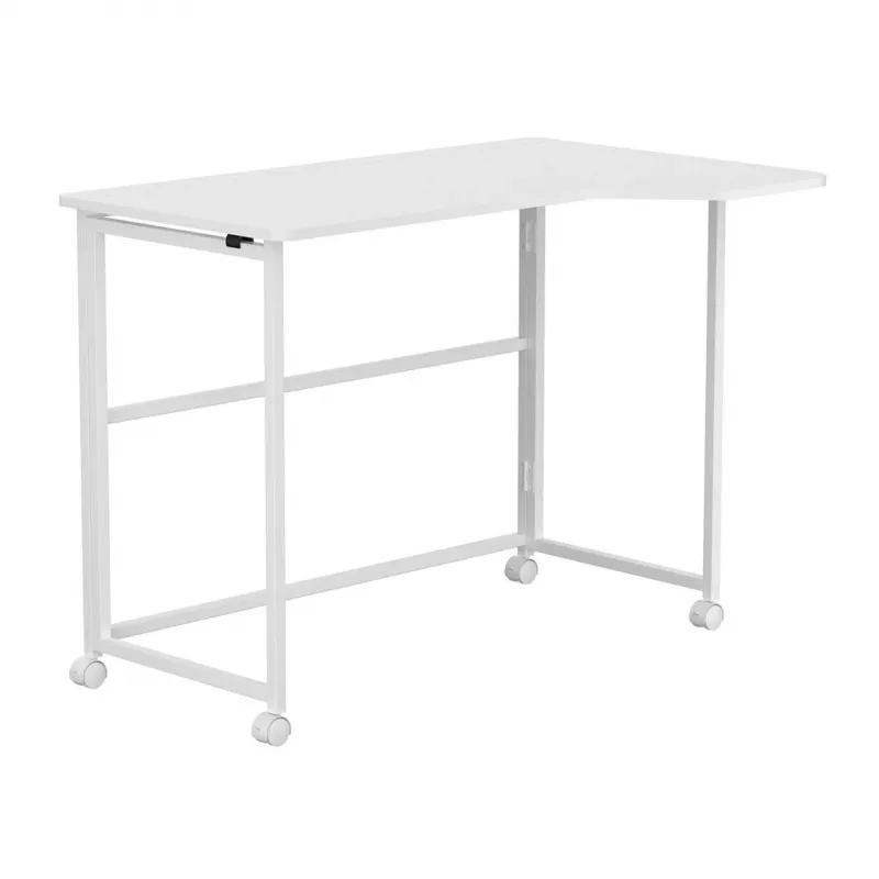 MCN Maclean sulankstomas stalas L formos baltas 100x65 cm mobilus su fiksuojamais ratukais MC-1250 L/W