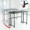 MCN Maclean Sulankstomas L formos kampinis stalas MC-1250 L/B, juodas, mobilus, 100x65 cm, max 50 kg