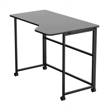 MCN Maclean Sulankstomas L formos kampinis stalas MC-1250 L/B, juodas, mobilus, 100x65 cm, max 50 kg