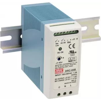 MEAN WELL DRC-40B 34,5W 13,8V DIN bėgio DC-UPS su akumuliatoriaus įkrovikliu