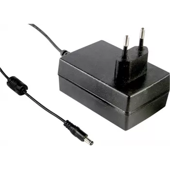 MEAN WELL GST25E28-P1J 25W 28V DC 0,89A AC-DC maitinimo šaltinis su Europlug ir 2,1x5,5mm DC kištuku, juodas