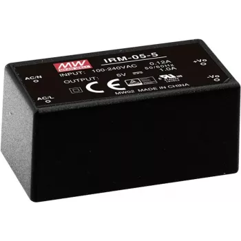 MEAN WELL IRM-05-5 5W AC-DC maitinimo šaltinio modulis, 5V 1A, montuojamas ant PCB, juodas