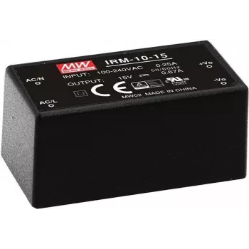 MEAN WELL IRM-10-24 - 10 W - 85 - 264 V - ITE EN/UL/IEC 60950 - juodas - 25,4 mm - 45,7 mm