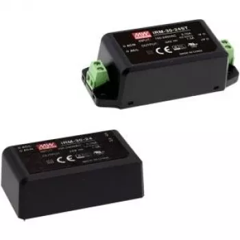 MEAN WELL IRM-30-12 hermetizuotas AC/DC maitinimo šaltinio modulis 30W 12V 2.5A PCB montavimui 85-264VAC ITE 60950/62368 juodas