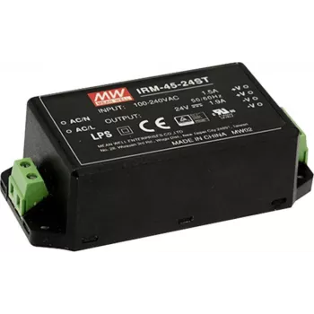 MEAN WELL IRM-45-12ST 45 W 12 VDC hermetizuotas PCB montuojamas AC/DC maitinimo šaltinis