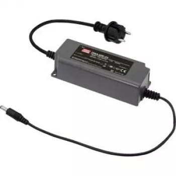MEAN WELL OWA-60E-12 60W 12V 5A IP67 uždaras maitinimo šaltinis su kintamosios srovės kištuku ir nuolatinės srovės kabeliu
