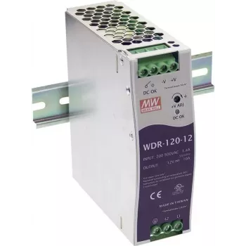 MEAN WELL WDR-120-12 DIN bėgio maitinimo šaltinis 120W 12V 10A, 180-550VAC įėjimas