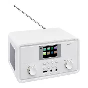 MEDION MD 88069 interneto radijas su DAB+, FM, Bluetooth, Wi-Fi, Spotify Connect, 2,8″ TFT ekranu, 2x 10 W, baltas