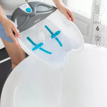 MEDISANA FS 350 Pėdų vonelė su burbuliniu ir vibraciniu masažu, šildymu, voleliais, pedikiūro priedais