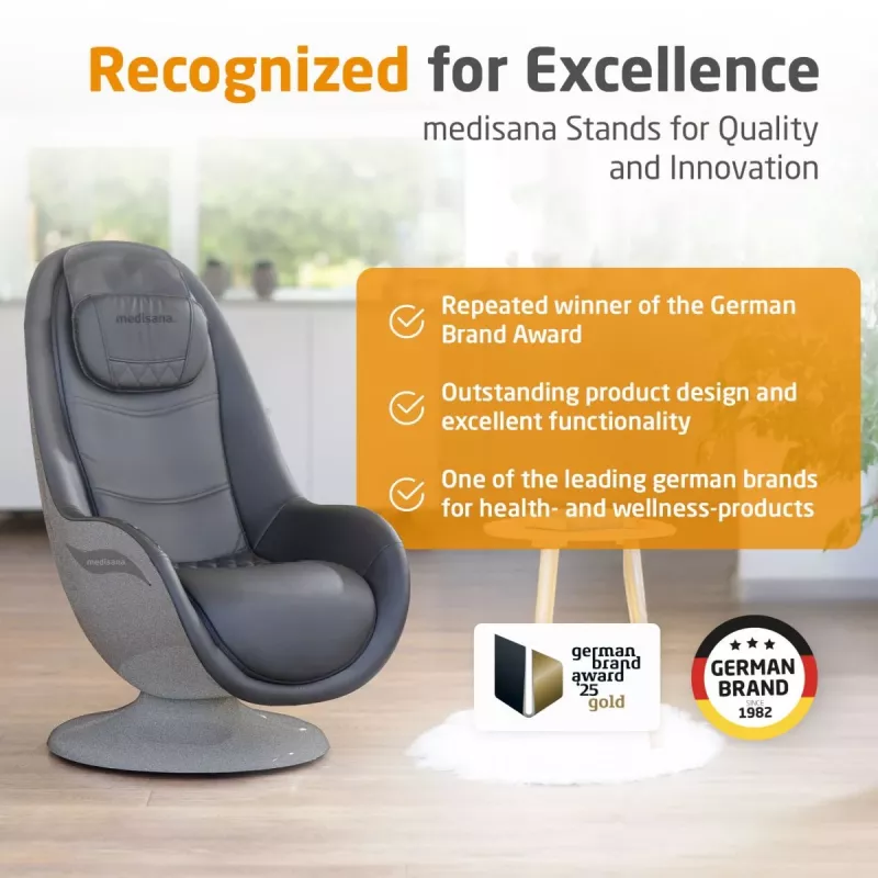 MEDISANA RS 670 Lounge Chair Shiatsu masažo kėdė su šiluma ir vibracija, juoda/antracitas
