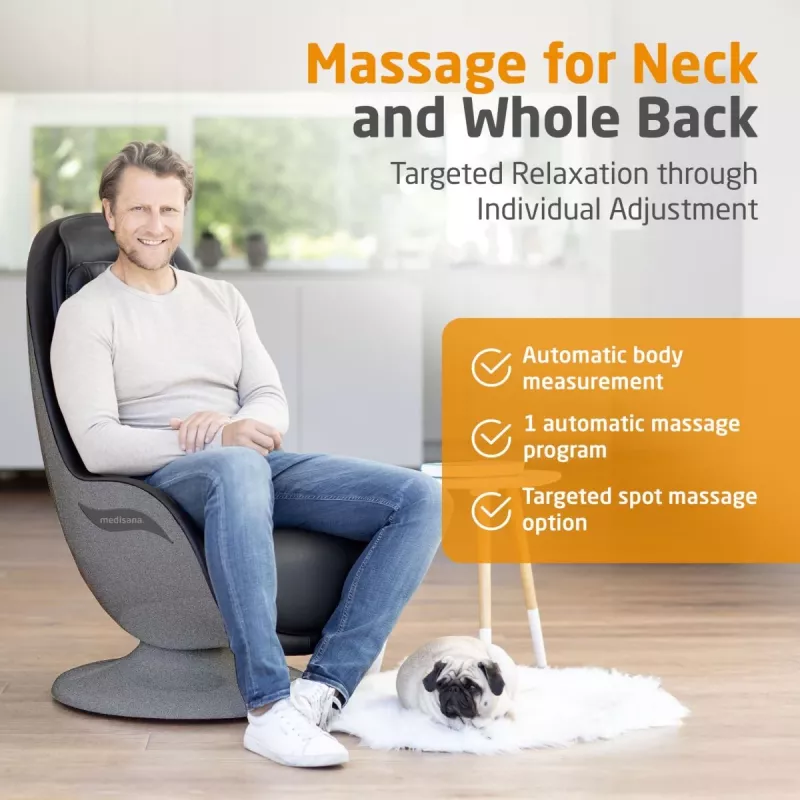 MEDISANA RS 670 Lounge Chair Shiatsu masažo kėdė su šiluma ir vibracija, juoda/antracitas
