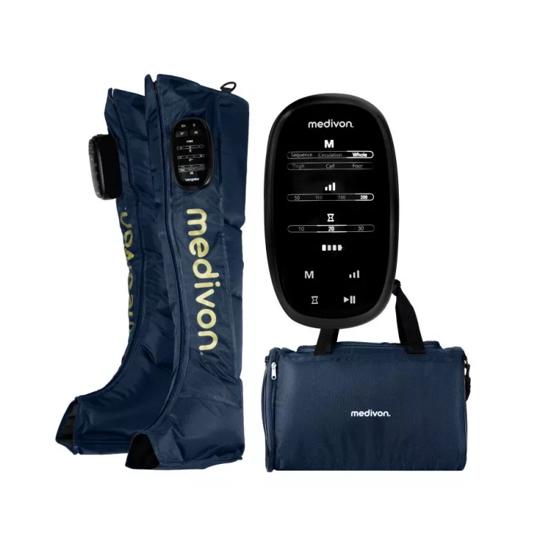 Medivon Compression Massager Aeria - Oro suspaudimo kojų ir pėdų masažuoklis su šildymu, 3 režimai, 3 intensyvumo lygiai, belaidis nuotolinio valdymo pultas