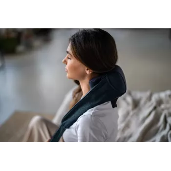 Medivon Hyperion Collar Shiatsu kaklo ir pečių masažuoklis su šildymu, 8 masažo galvutės, 3 intensyvumo lygiai, juoda/pilka