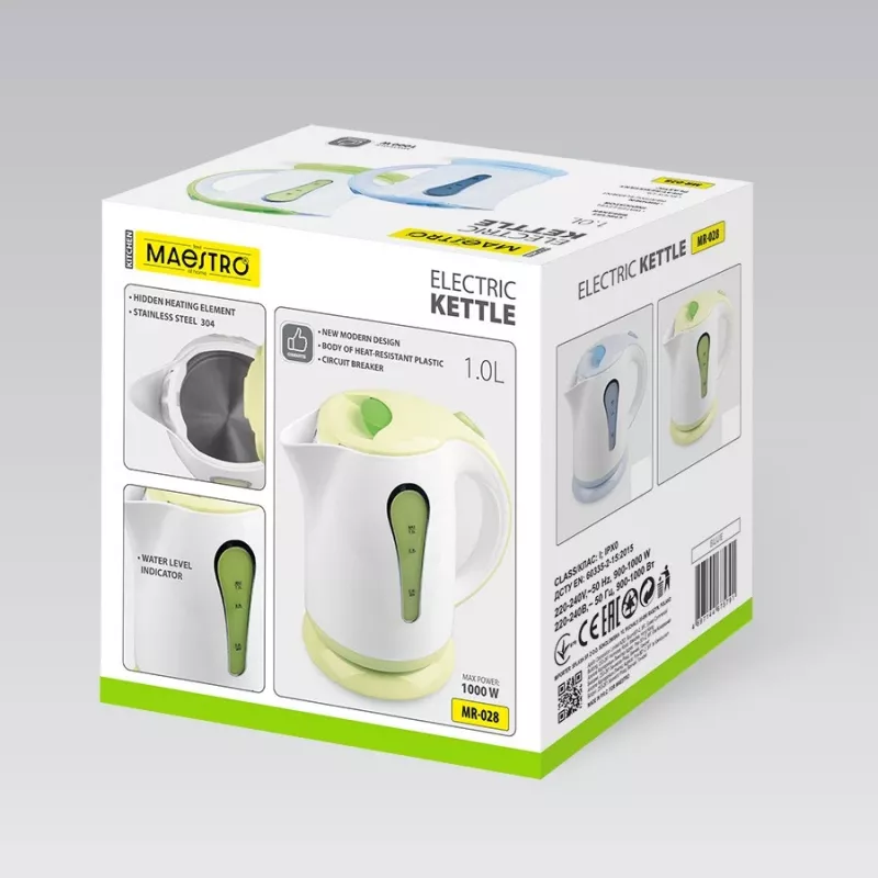 MEO elektrinis virdulys 1L 1000W MR-028-GREEN MAESTRO