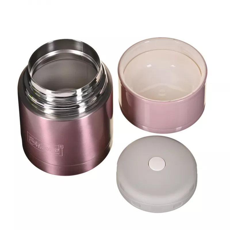 MEO MAESTRO MR-1636-60 600 ml dvigubų sienelių vakuuminis nerūdijančio plieno maisto termosas su 2 indeliais ir sulankstomu šaukštu
